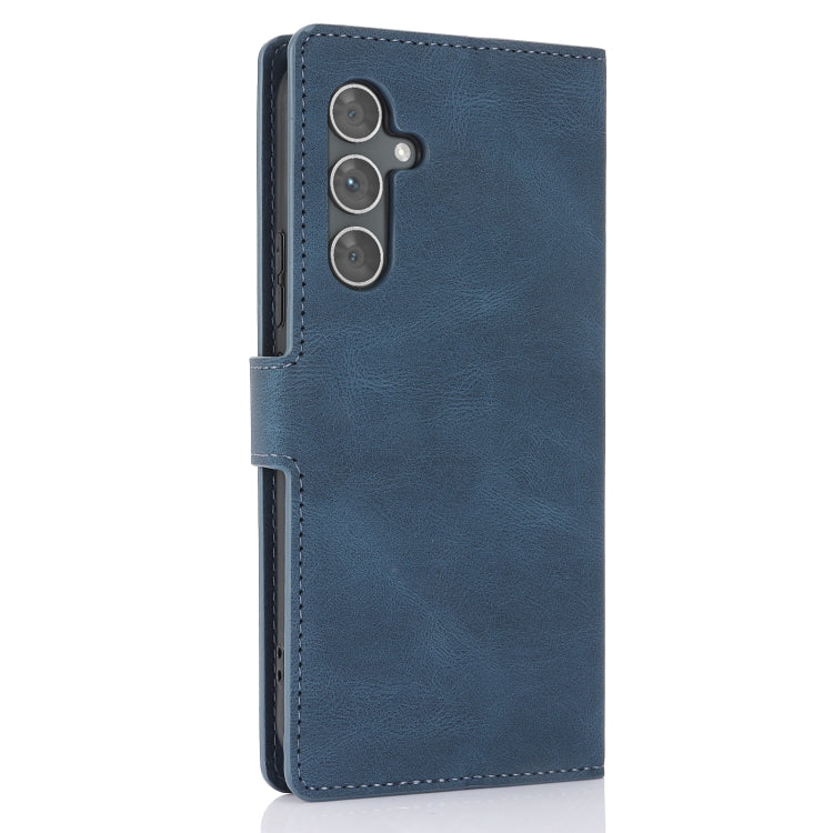 For Samsung Galaxy S25 5G Fantasy Skin-feel Calfskin Texture Leather Phone Case(Blue) by buy2fix