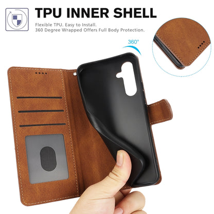 For Samsung Galaxy S25 5G Fantasy Skin-feel Calfskin Texture Leather Phone Case(Brown) by buy2fix