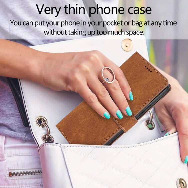 For Samsung Galaxy S25 5G Fantasy Skin-feel Calfskin Texture Leather Phone Case(Brown) by buy2fix