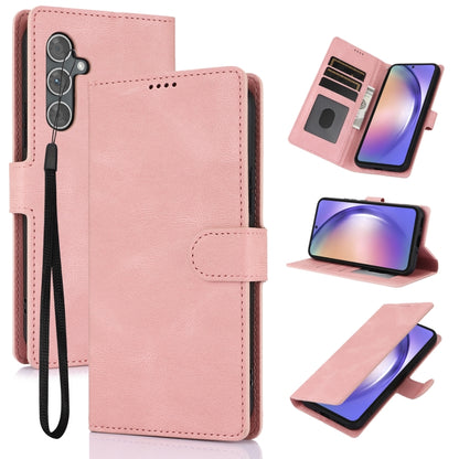 For Samsung Galaxy S25+ 5G Fantasy Skin-feel Calfskin Texture Leather Phone Case(Pink) by buy2fix