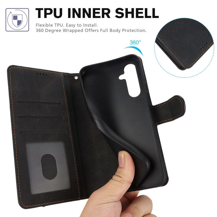 For Samsung Galaxy S25+ 5G Fantasy Skin-feel Calfskin Texture Leather Phone Case(Black) by buy2fix