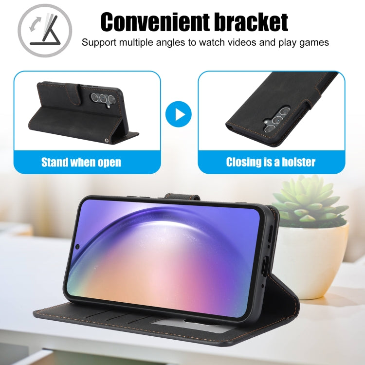 For Samsung Galaxy S25+ 5G Fantasy Skin-feel Calfskin Texture Leather Phone Case(Black) by buy2fix