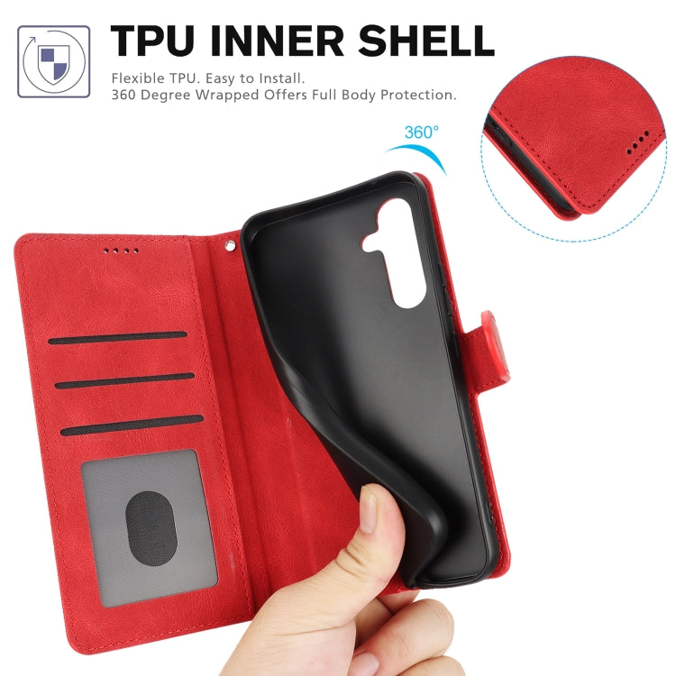 For Samsung Galaxy S25+ 5G Fantasy Skin-feel Calfskin Texture Leather Phone Case(Red) by buy2fix