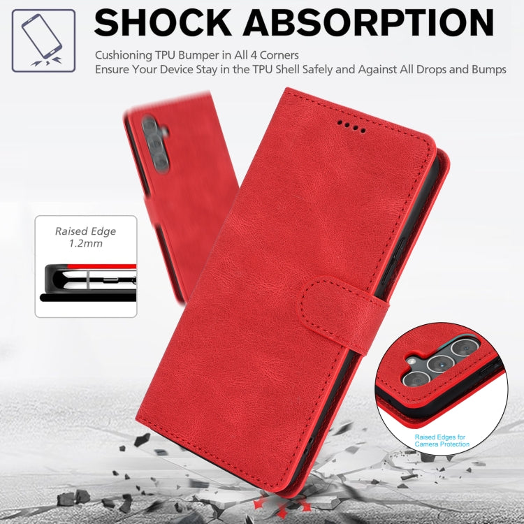 For Samsung Galaxy S25+ 5G Fantasy Skin-feel Calfskin Texture Leather Phone Case(Red) by buy2fix