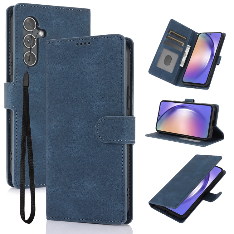 For Samsung Galaxy S25+ 5G Fantasy Skin-feel Calfskin Texture Leather Phone Case(Blue) by buy2fix