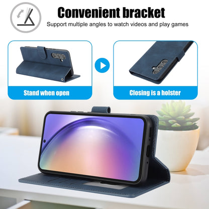 For Samsung Galaxy S25+ 5G Fantasy Skin-feel Calfskin Texture Leather Phone Case(Blue) by buy2fix