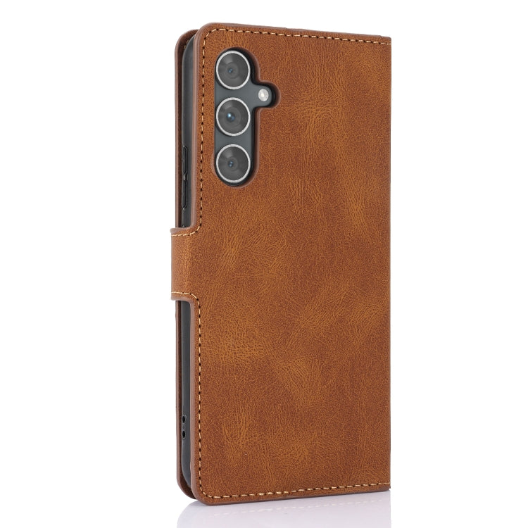 For Samsung Galaxy S25+ 5G Fantasy Skin-feel Calfskin Texture Leather Phone Case(Brown) by buy2fix
