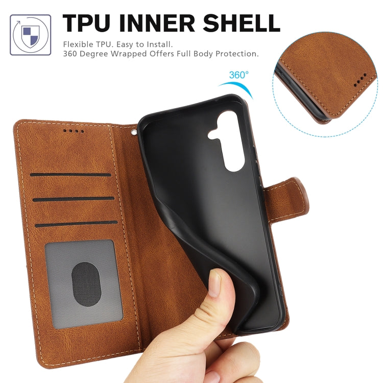 For Samsung Galaxy S25+ 5G Fantasy Skin-feel Calfskin Texture Leather Phone Case(Brown) by buy2fix