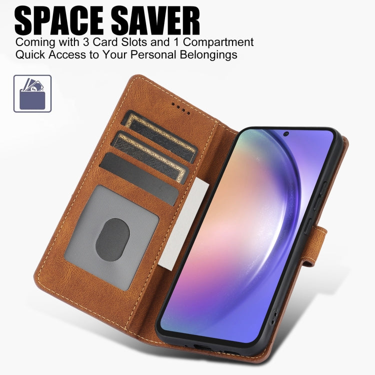 For Samsung Galaxy S25+ 5G Fantasy Skin-feel Calfskin Texture Leather Phone Case(Brown) by buy2fix