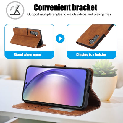 For Samsung Galaxy S25+ 5G Fantasy Skin-feel Calfskin Texture Leather Phone Case(Brown) by buy2fix