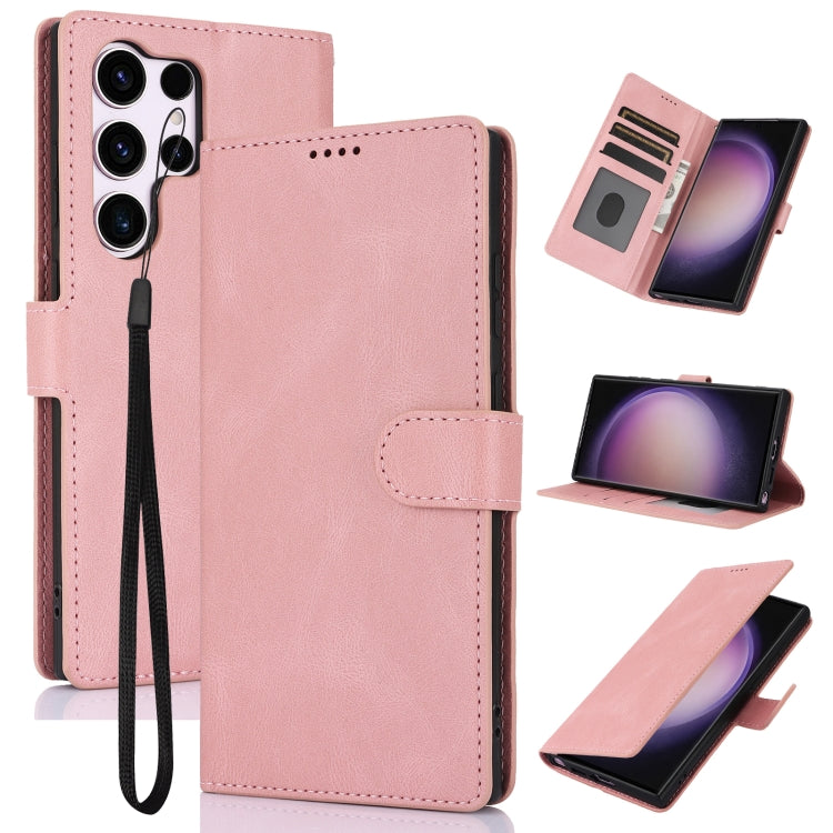 For Samsung Galaxy S25 Ultra 5G Fantasy Skin-feel Calfskin Texture Leather Phone Case(Pink) by buy2fix