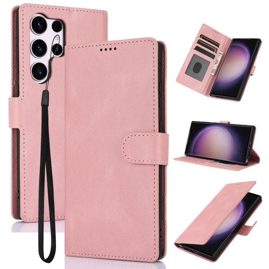 For Samsung Galaxy S25 Ultra 5G Fantasy Skin-feel Calfskin Texture Leather Phone Case(Pink) by buy2fix