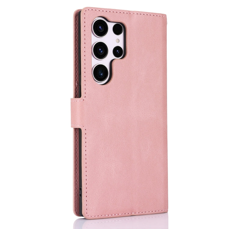 For Samsung Galaxy S25 Ultra 5G Fantasy Skin-feel Calfskin Texture Leather Phone Case(Pink) by buy2fix