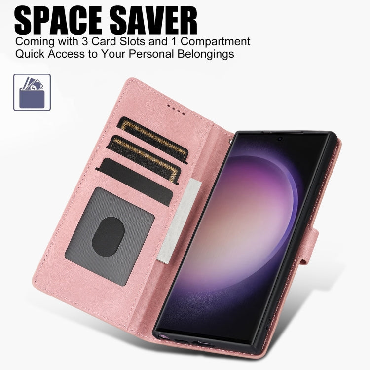 For Samsung Galaxy S25 Ultra 5G Fantasy Skin-feel Calfskin Texture Leather Phone Case(Pink) by buy2fix