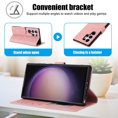 For Samsung Galaxy S25 Ultra 5G Fantasy Skin-feel Calfskin Texture Leather Phone Case(Pink) by buy2fix