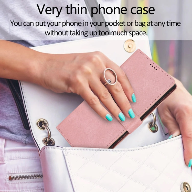 For Samsung Galaxy S25 Ultra 5G Fantasy Skin-feel Calfskin Texture Leather Phone Case(Pink) by buy2fix