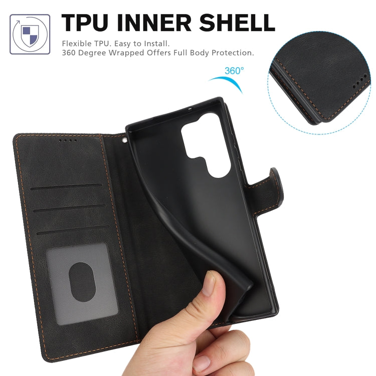 For Samsung Galaxy S25 Ultra 5G Fantasy Skin-feel Calfskin Texture Leather Phone Case(Black) by buy2fix