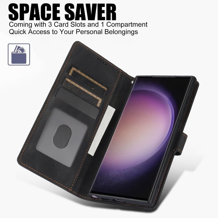 For Samsung Galaxy S25 Ultra 5G Fantasy Skin-feel Calfskin Texture Leather Phone Case(Black) by buy2fix