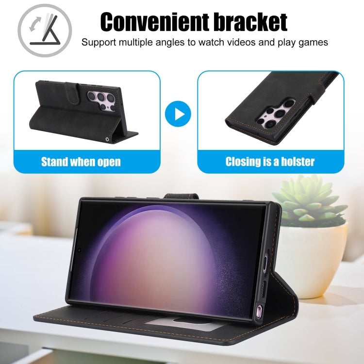 For Samsung Galaxy S25 Ultra 5G Fantasy Skin-feel Calfskin Texture Leather Phone Case(Black) by buy2fix