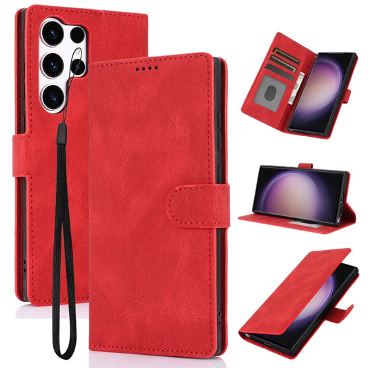 For Samsung Galaxy S25 Ultra 5G Fantasy Skin-feel Calfskin Texture Leather Phone Case(Red) by buy2fix