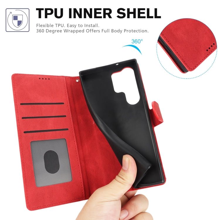 For Samsung Galaxy S25 Ultra 5G Fantasy Skin-feel Calfskin Texture Leather Phone Case(Red) by buy2fix