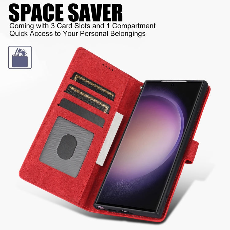 For Samsung Galaxy S25 Ultra 5G Fantasy Skin-feel Calfskin Texture Leather Phone Case(Red) by buy2fix