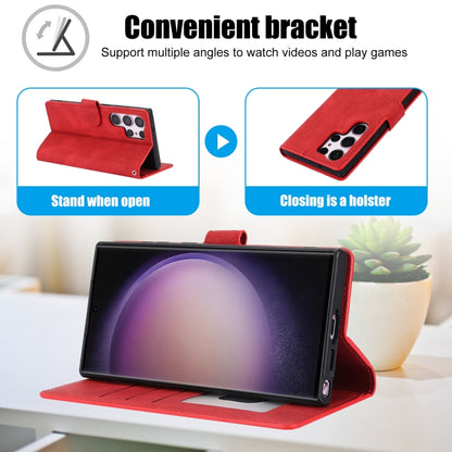 For Samsung Galaxy S25 Ultra 5G Fantasy Skin-feel Calfskin Texture Leather Phone Case(Red) by buy2fix