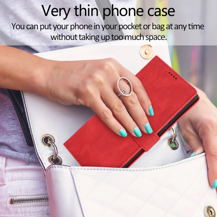 For Samsung Galaxy S25 Ultra 5G Fantasy Skin-feel Calfskin Texture Leather Phone Case(Red) by buy2fix