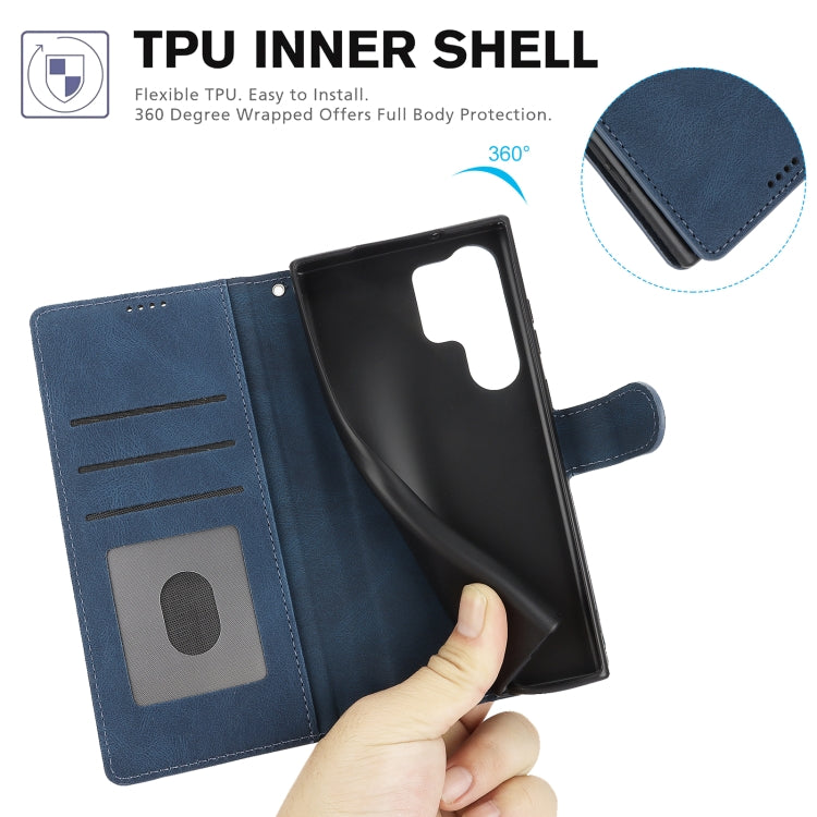 For Samsung Galaxy S25 Ultra 5G Fantasy Skin-feel Calfskin Texture Leather Phone Case(Blue) by buy2fix