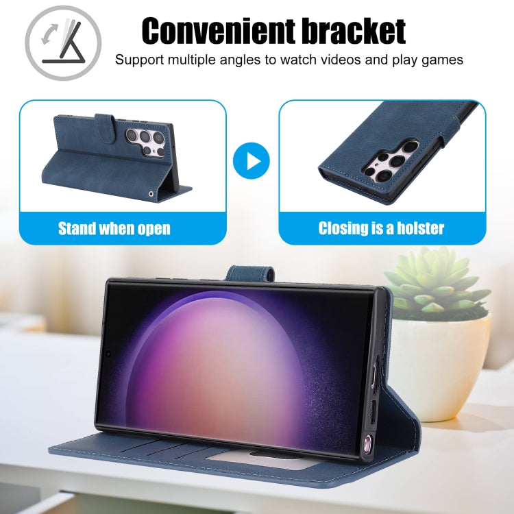 For Samsung Galaxy S25 Ultra 5G Fantasy Skin-feel Calfskin Texture Leather Phone Case(Blue) by buy2fix