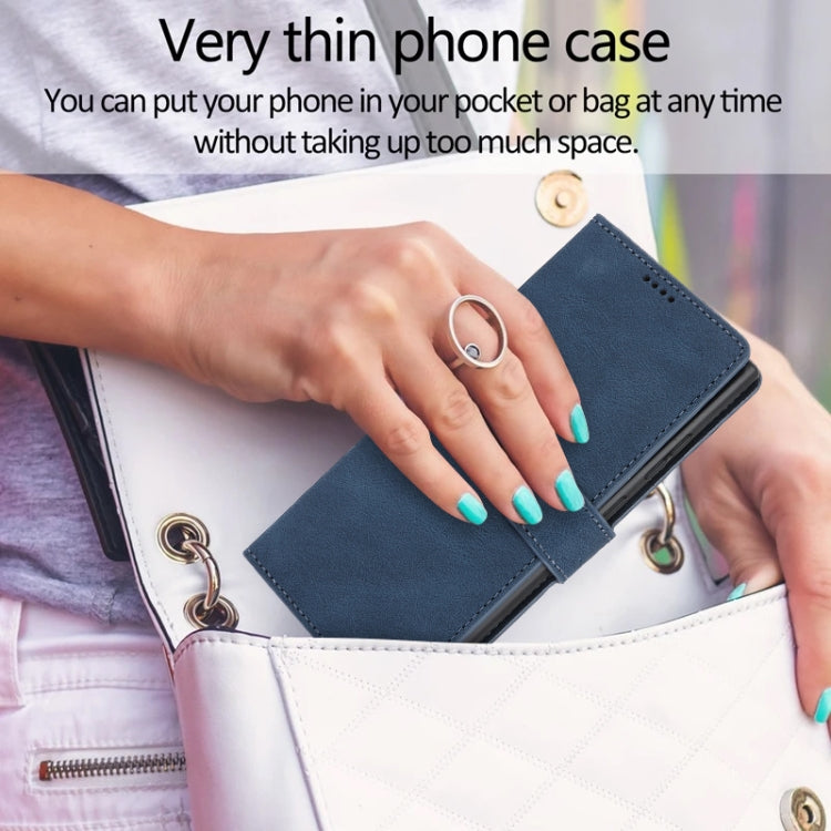 For Samsung Galaxy S25 Ultra 5G Fantasy Skin-feel Calfskin Texture Leather Phone Case(Blue) by buy2fix