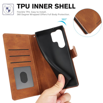 For Samsung Galaxy S25 Ultra 5G Fantasy Skin-feel Calfskin Texture Leather Phone Case(Brown) by buy2fix