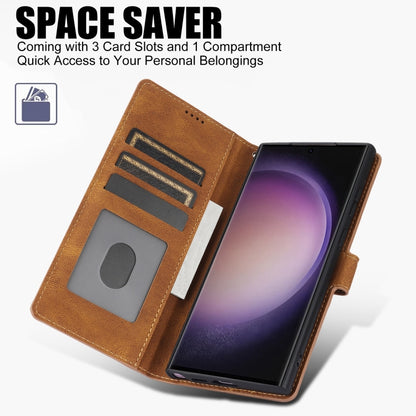 For Samsung Galaxy S25 Ultra 5G Fantasy Skin-feel Calfskin Texture Leather Phone Case(Brown) by buy2fix