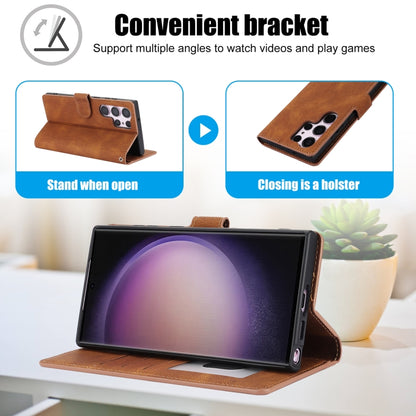 For Samsung Galaxy S25 Ultra 5G Fantasy Skin-feel Calfskin Texture Leather Phone Case(Brown) by buy2fix