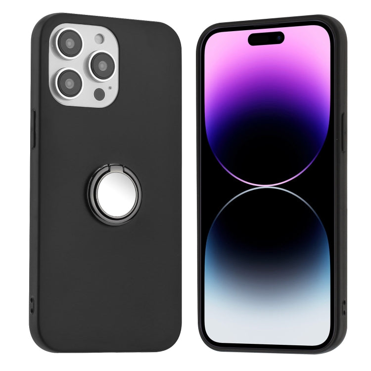 For iPhone 16 Pro Matte Ring Holder TPU Phone Case(Black) by buy2fix