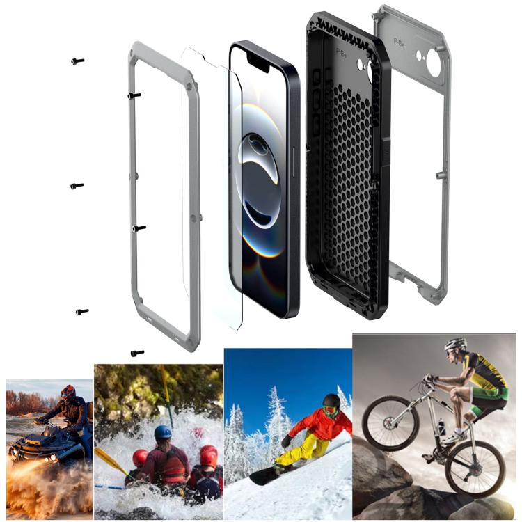 For iPhone 16e Shockproof IP54 Life Waterproof Phone Case(Silver) - iPhone 16e Cases by buy2fix | Online Shopping UK | buy2fix
