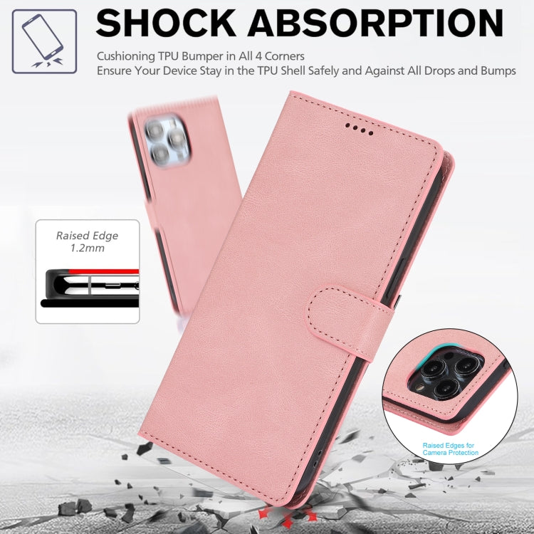 For iPhone 16 Pro Max Fantasy Skin-feel Calfskin Texture Leather Phone Case(Pink) by buy2fix