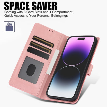 For iPhone 16 Pro Max Fantasy Skin-feel Calfskin Texture Leather Phone Case(Pink) by buy2fix