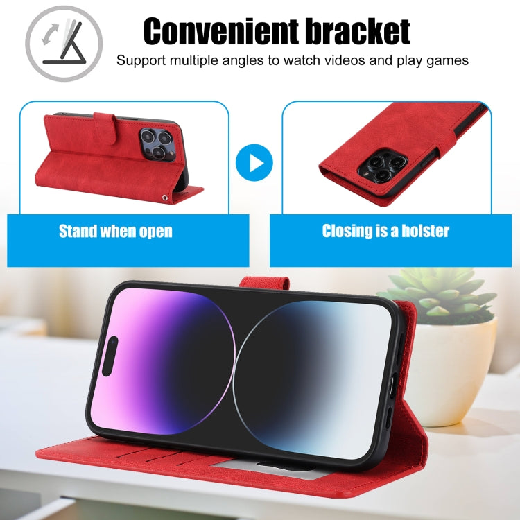 For iPhone 16 Pro Max Fantasy Skin-feel Calfskin Texture Leather Phone Case(Red) by buy2fix