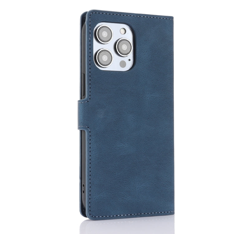For iPhone 16 Pro Max Fantasy Skin-feel Calfskin Texture Leather Phone Case(Blue) by buy2fix