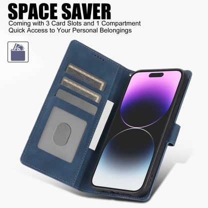 For iPhone 16 Pro Max Fantasy Skin-feel Calfskin Texture Leather Phone Case(Blue) by buy2fix