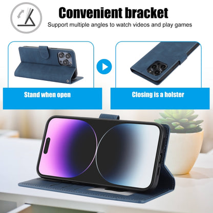 For iPhone 16 Pro Max Fantasy Skin-feel Calfskin Texture Leather Phone Case(Blue) by buy2fix