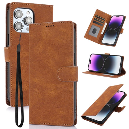 For iPhone 16 Pro Max Fantasy Skin-feel Calfskin Texture Leather Phone Case(Brown) by buy2fix