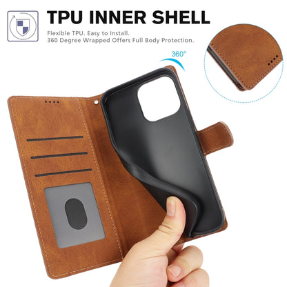 For iPhone 16 Pro Max Fantasy Skin-feel Calfskin Texture Leather Phone Case(Brown) by buy2fix