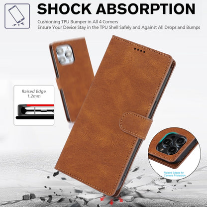 For iPhone 16 Pro Max Fantasy Skin-feel Calfskin Texture Leather Phone Case(Brown) by buy2fix