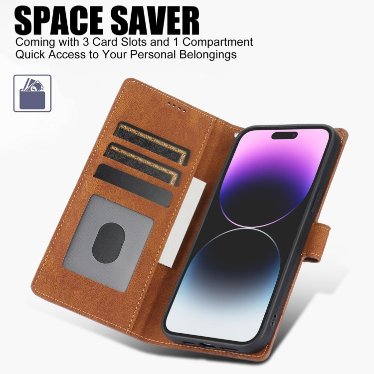 For iPhone 16 Pro Max Fantasy Skin-feel Calfskin Texture Leather Phone Case(Brown) by buy2fix