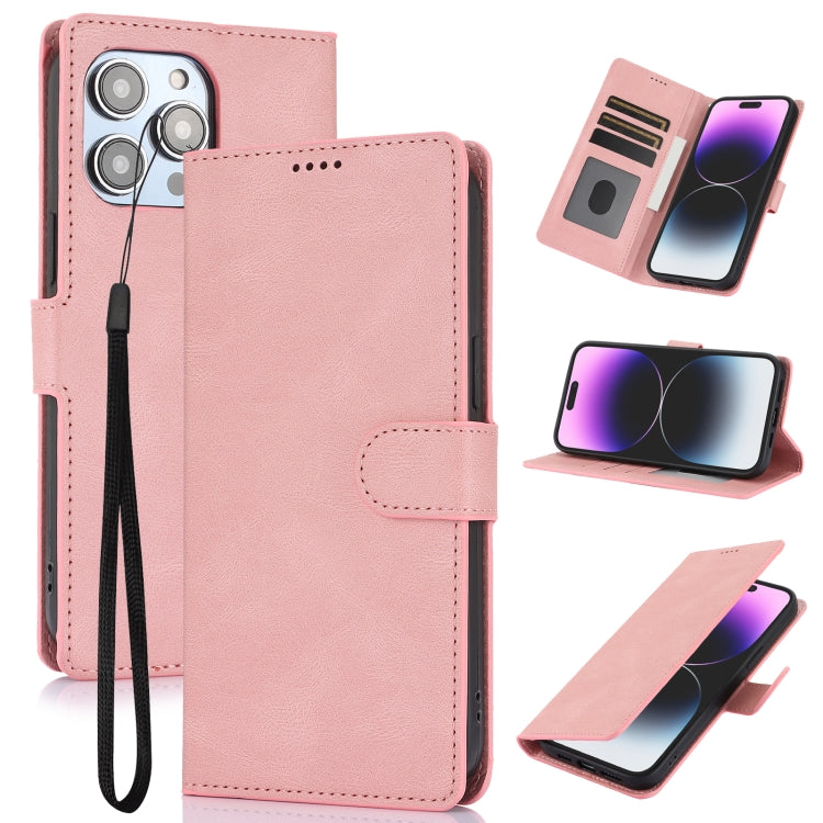For iPhone 16 Pro Fantasy Skin-feel Calfskin Texture Leather Phone Case(Pink) by buy2fix
