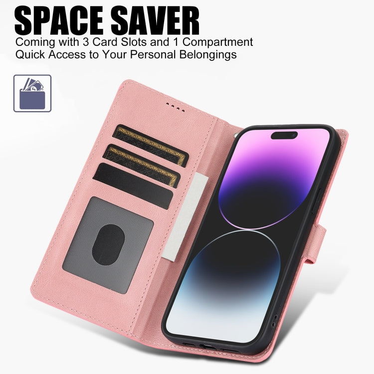 For iPhone 16 Pro Fantasy Skin-feel Calfskin Texture Leather Phone Case(Pink) by buy2fix