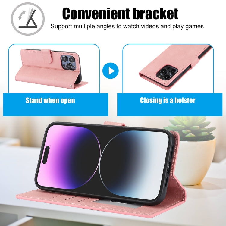 For iPhone 16 Pro Fantasy Skin-feel Calfskin Texture Leather Phone Case(Pink) by buy2fix