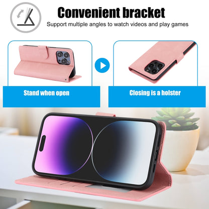 For iPhone 16 Pro Fantasy Skin-feel Calfskin Texture Leather Phone Case(Pink) by buy2fix